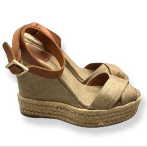 Tory Burch Fabian Espadrille Wedges Size 7